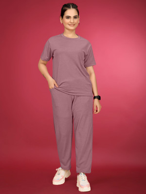 SAKARMAA Women Solid Grey Top & Pyjama Set
