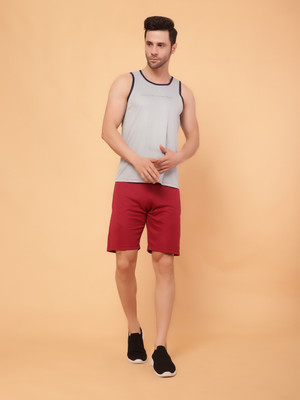 Timyka Men Solid Multicolor Top & Shorts Set