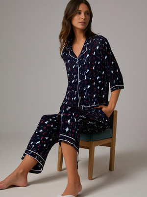 rashmi shree creation Women Printed Black Shirt & Pyjama set