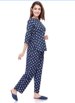 INAYA Women Printed Blue Night Suit Set