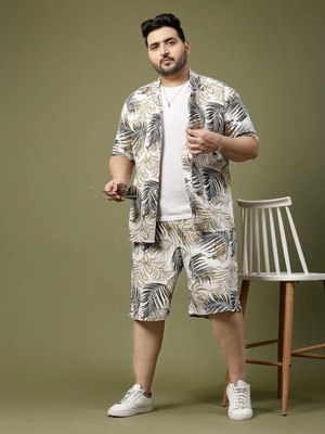 RIGO Men Printed White, Black Night Suit Set