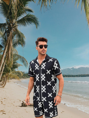 Ekado Fashion Men Printed Black Night Suit Set