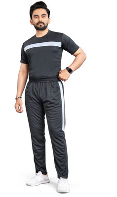 HASTIVOUGE Men Self Design Black Top & Pyjama Set
