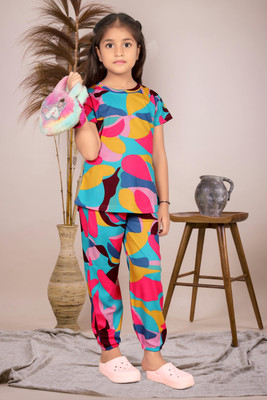 DHIMAHI ENTERPRISE Girls Printed Multicolor Top & Pyjama Set