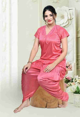 HouseOfCommon Women Solid Pink Top & Pyjama Set