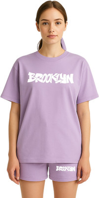 My Swag Women Printed Purple Top & Shorts Set