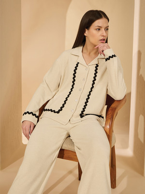 SWEET DREAMS Women Solid Beige Top & Pyjama Set