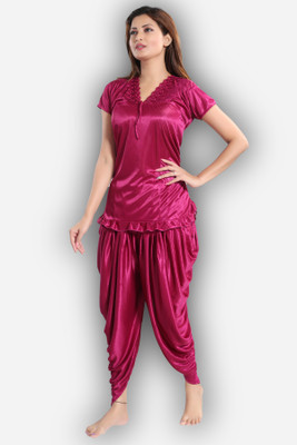 DreamBe Women Solid Purple Top & Pyjama Set