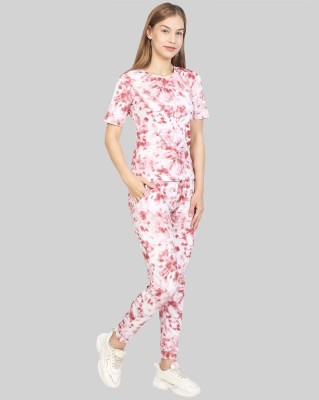 MANJU MITTAL DESIGNER Women Printed Maroon, White Top & Pyjama Set