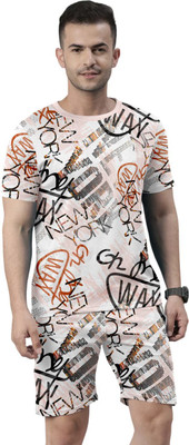 JILVA ENTERPRISE Men Printed Multicolor Top & Shorts Set