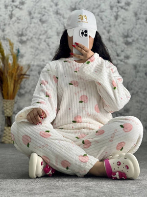 Lugo Women Printed White Night Suit Set