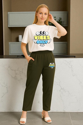 Elvia Women Printed Green Top & Pyjama Set