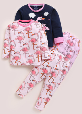 Yk Girls Printed Multicolor Night Suit Set