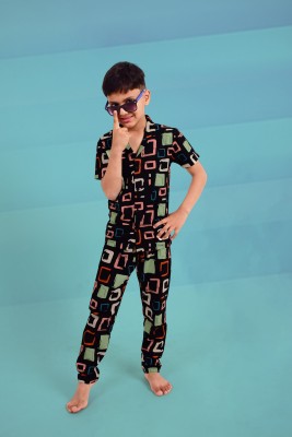 3BROS Boys Printed Multicolor Night Suit Set