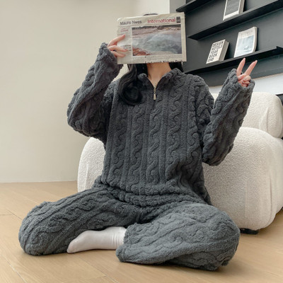 Lugo Women Self Design Grey Night Suit Set