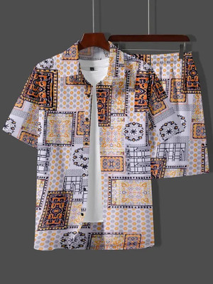 MUMIN Men Printed Multicolor Night Suit Set