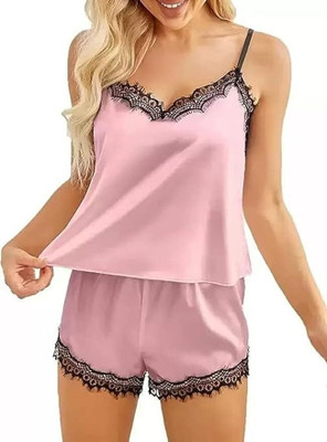 NityaFashion Women Solid Pink Top & Shorts Set