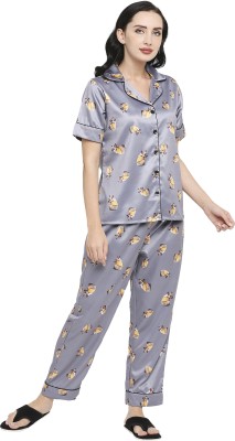 Smarty Pants Women Graphic Print Grey Shirt & Pyjama set
