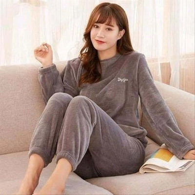PKF Women Solid Grey Night Suit Set