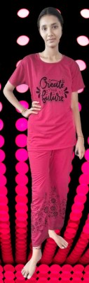 GSGARMENT Women Printed Pink Top & Pyjama Set