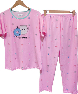 Uttam Women Printed Pink Night Suit Set