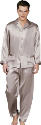 Bella Babe by SK Men Solid Light Blue Night Suit Set
