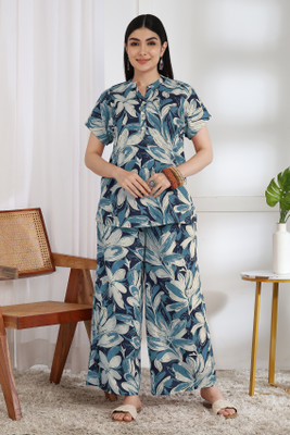 MIRCHI FASHION Women Printed Black, Light Blue Night Suit Set