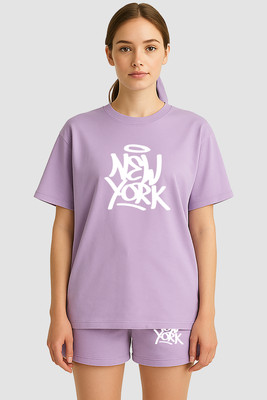 My Swag Women Printed Purple Top & Shorts Set