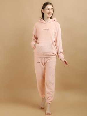 Lugo Women Solid Pink Night Suit Set
