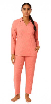 Ysquare Women Self Design Pink Night Suit Set