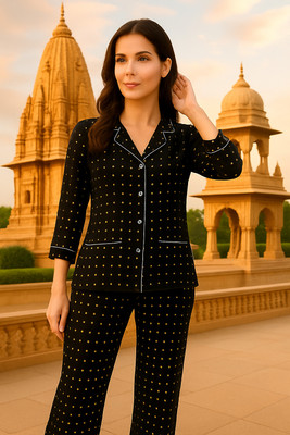 rashmi shree creation Women Printed Black Night Suit Set