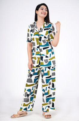 PRADHRUHE Women Printed Multicolor Shirt & Pyjama set
