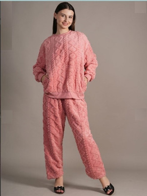 DreamBe Women Self Design Orange Night Suit Set