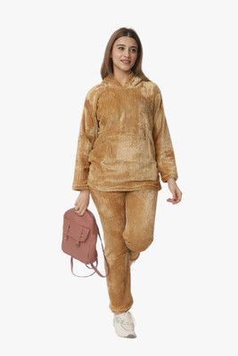 US Trendz Women Solid Beige Top & Pyjama Set