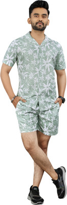 FTX Men Printed Green Night Suit Set