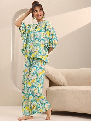 LIBAS Women Printed White Night Suit Set