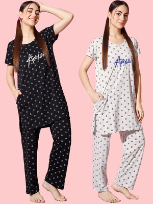 SwellSwag Women Printed Multicolor Night Suit Set