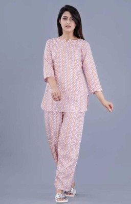 laomi fashion Women Floral Print Pink Top & Pyjama Set