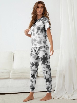 BHULAX Women Printed Black Top & Pyjama Set