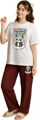 Shonisha Women Printed Maroon Top & Pyjama Set