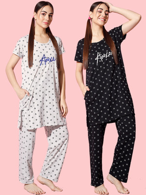 SwellSwag Women Printed Multicolor Night Suit Set
