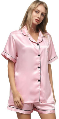 Vdc Creation Hub Women Self Design Pink Night Suit Set
