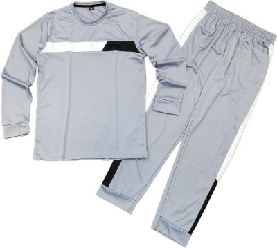 BALUDAENTEPRISE Men Solid Grey Night Suit Set