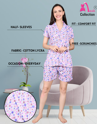 Ansh Collection Women Printed Blue Top & Shorts Set