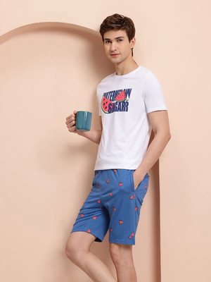 Mast & Harbour Men Printed White Night Suit Set