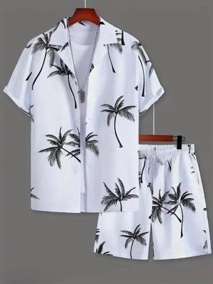 IKCREATIONMF Men Printed White Night Suit Set