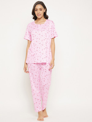 Camey Women Printed Pink Night Suit Set