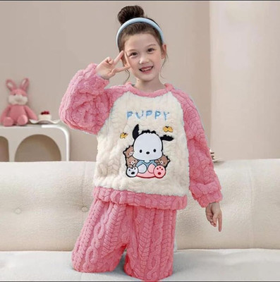 Cut Style Clothing Boys & Girls Embroidered Pink Top & Pyjama Set