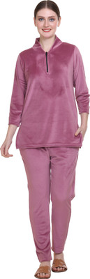 URBE Women Solid Pink Top & Pyjama Set