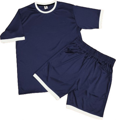 BALUDACLOTHS Men Self Design Blue Top & Shorts Set